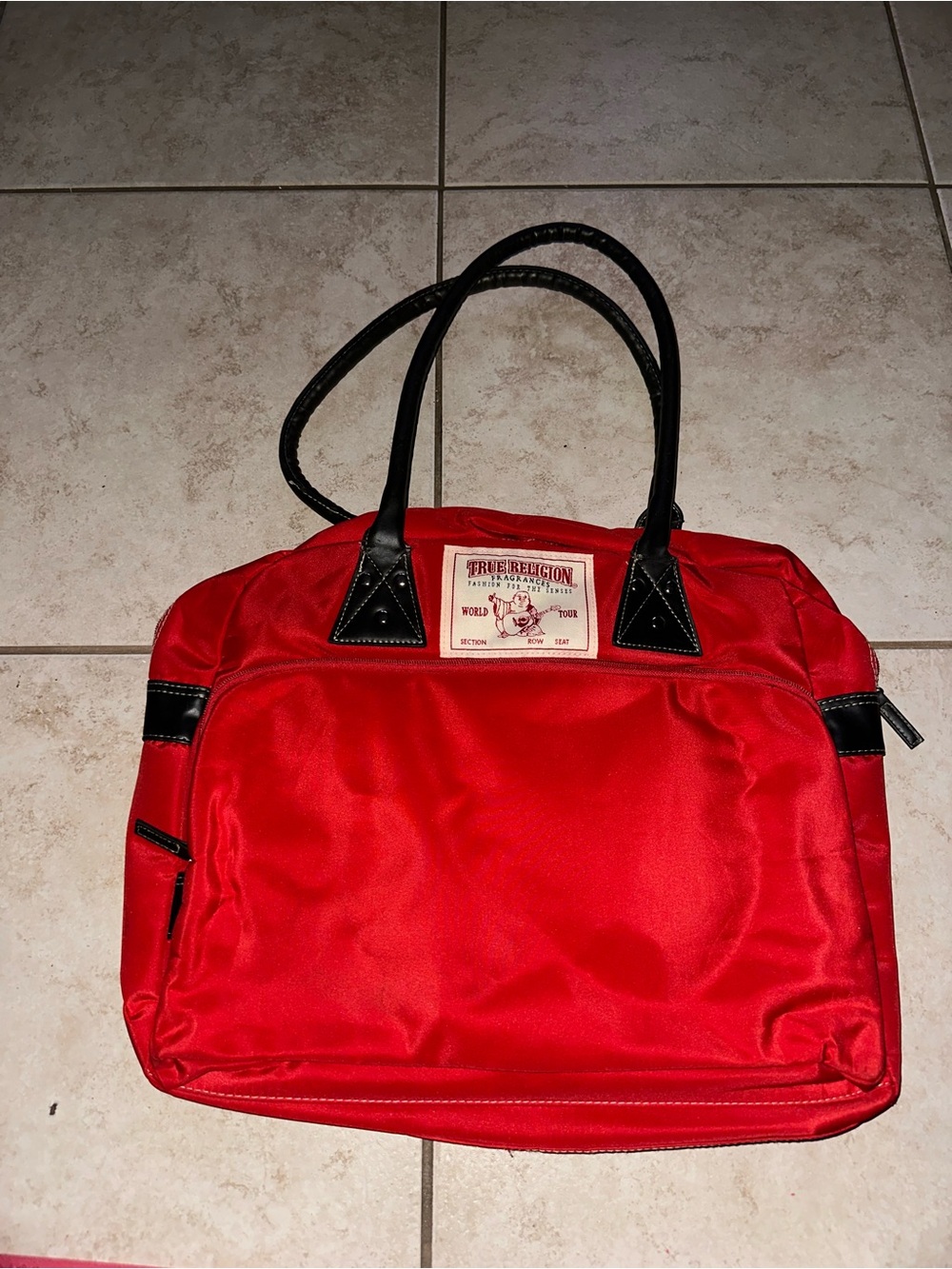 True Religion Fragrances World Tour Red Shoulder Tote Bag Y2K